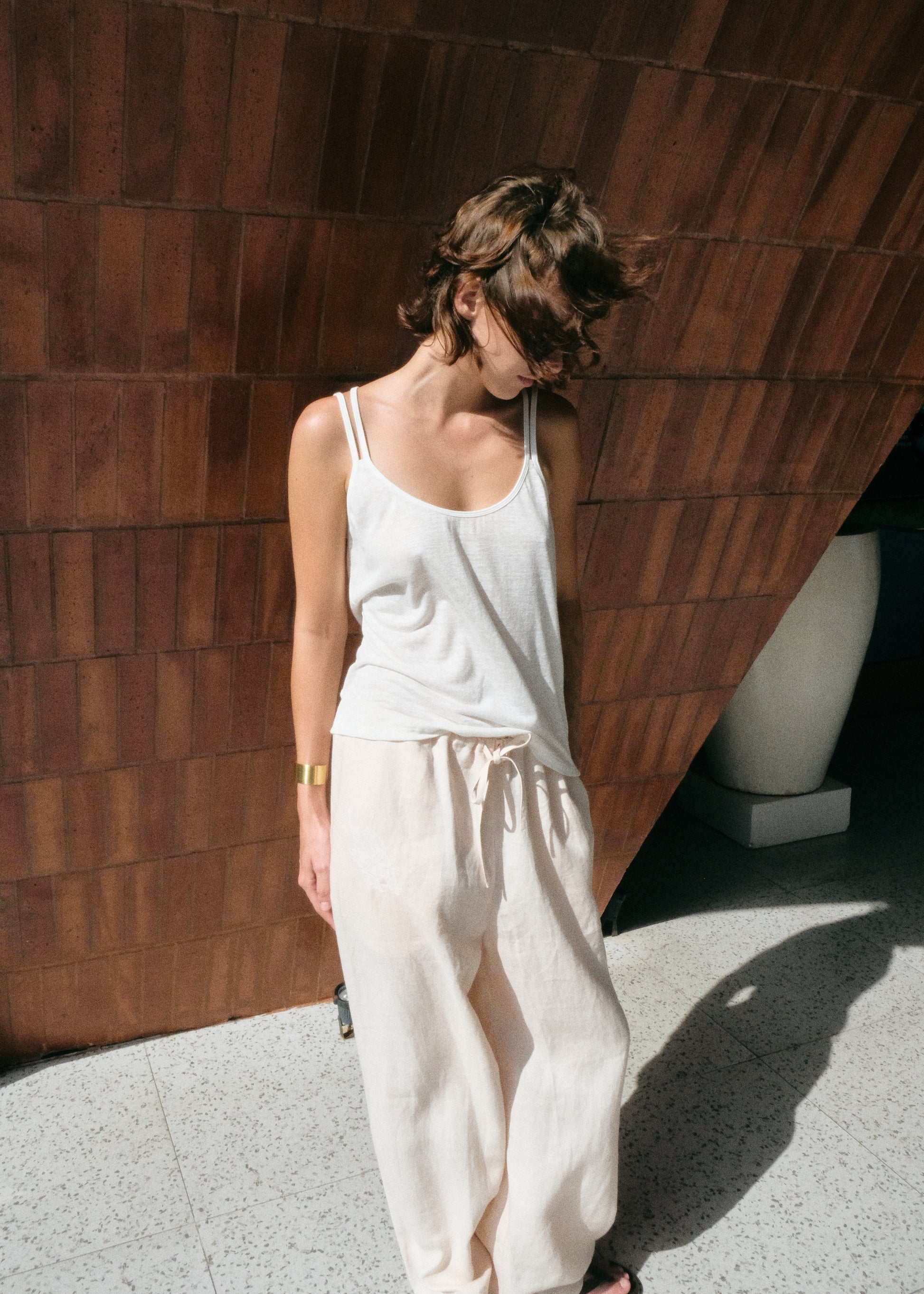 linen tank top — detail