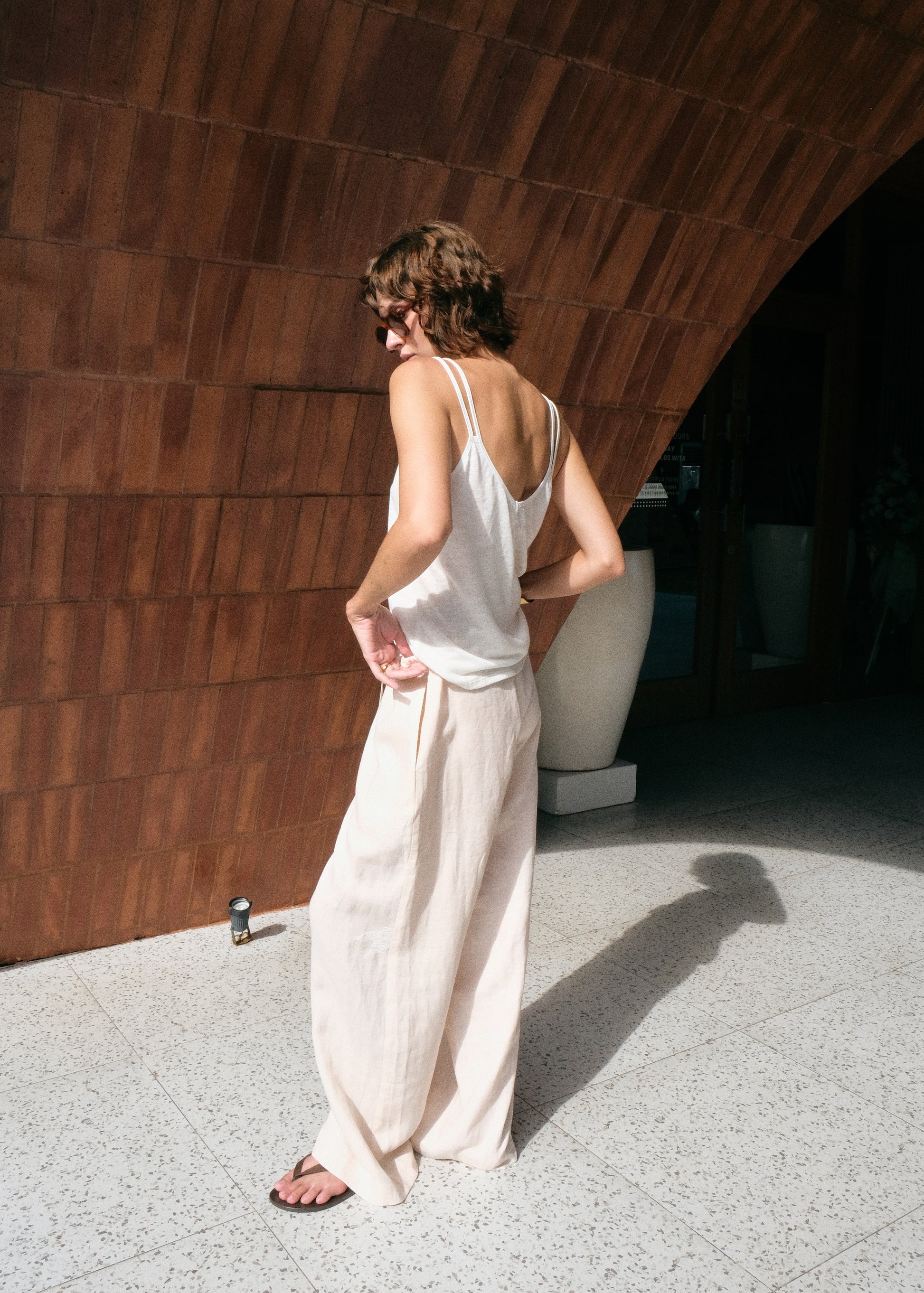linen tank top — on model