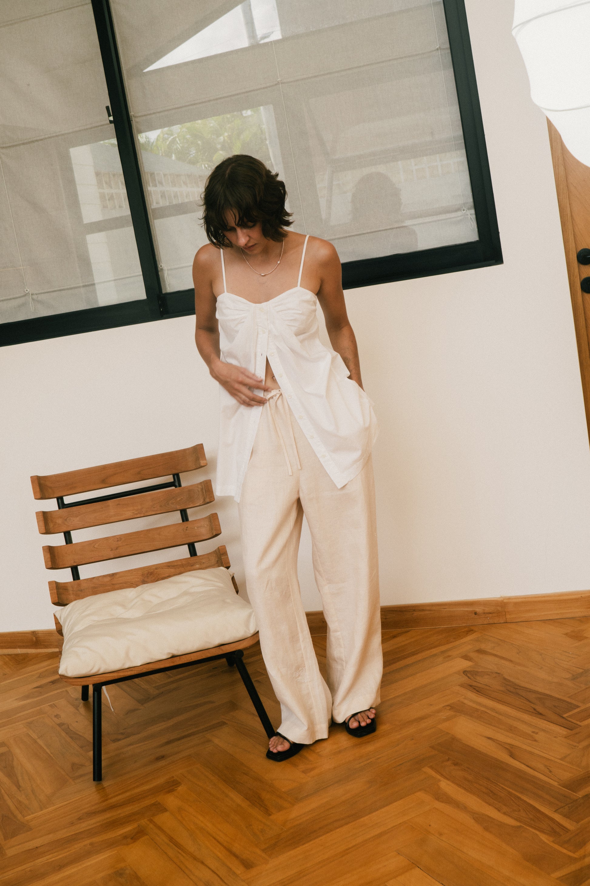 cotton shirt — on model